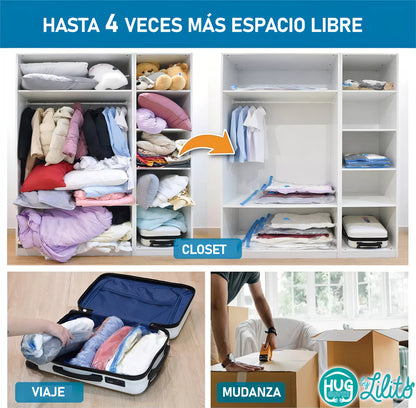 Airbag™ COMBO X 5 BOLSAS AL VACÍO RE-UTILIZABLES + BOMBA DE AIRE