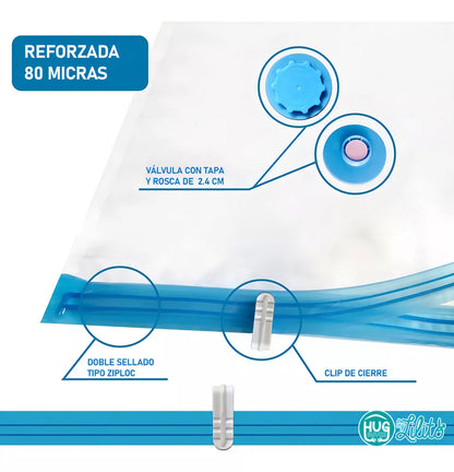 Airbag™ COMBO X 5 BOLSAS AL VACÍO RE-UTILIZABLES + BOMBA DE AIRE