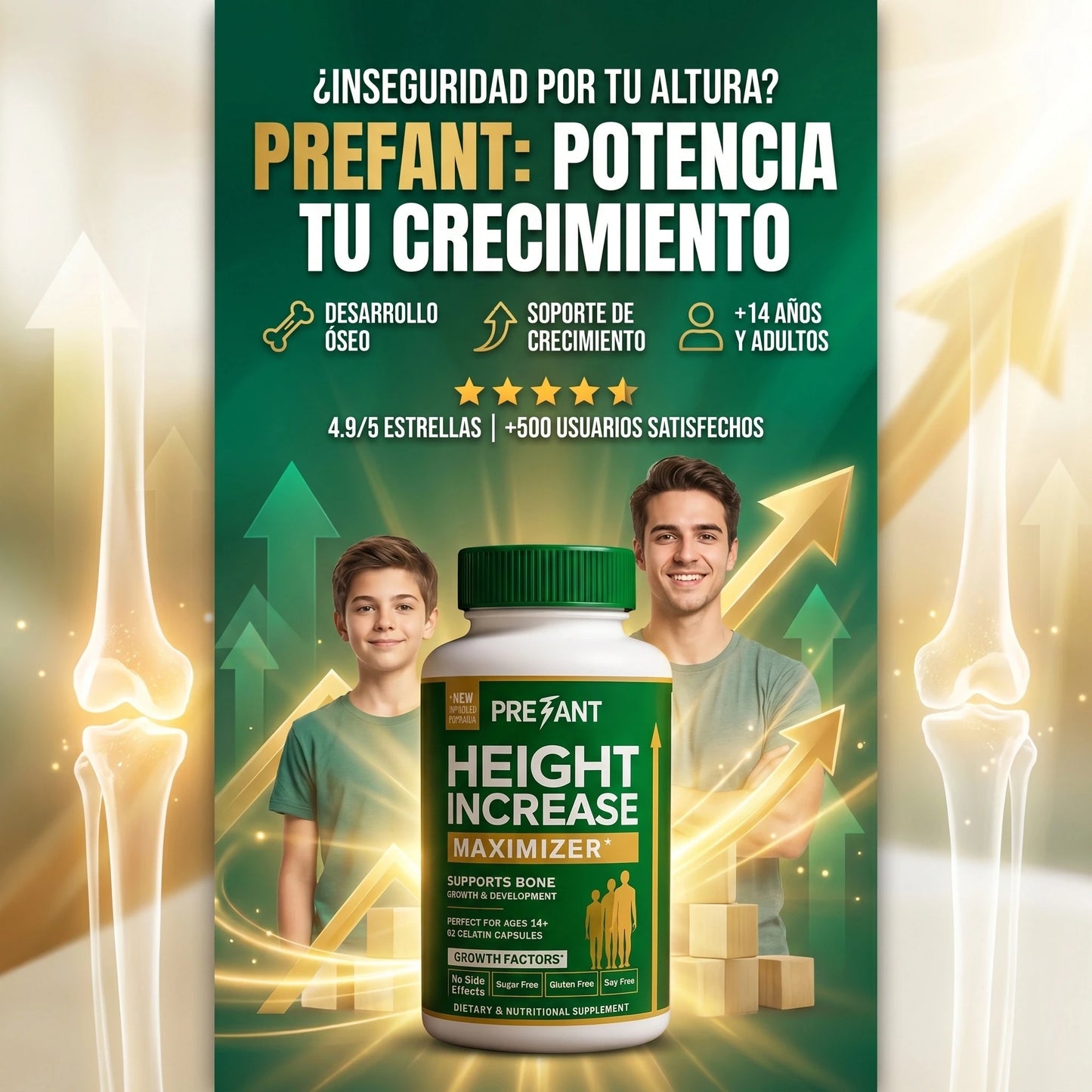 Height Increase 150 cápsulas - Empieza a crecer en 30 días