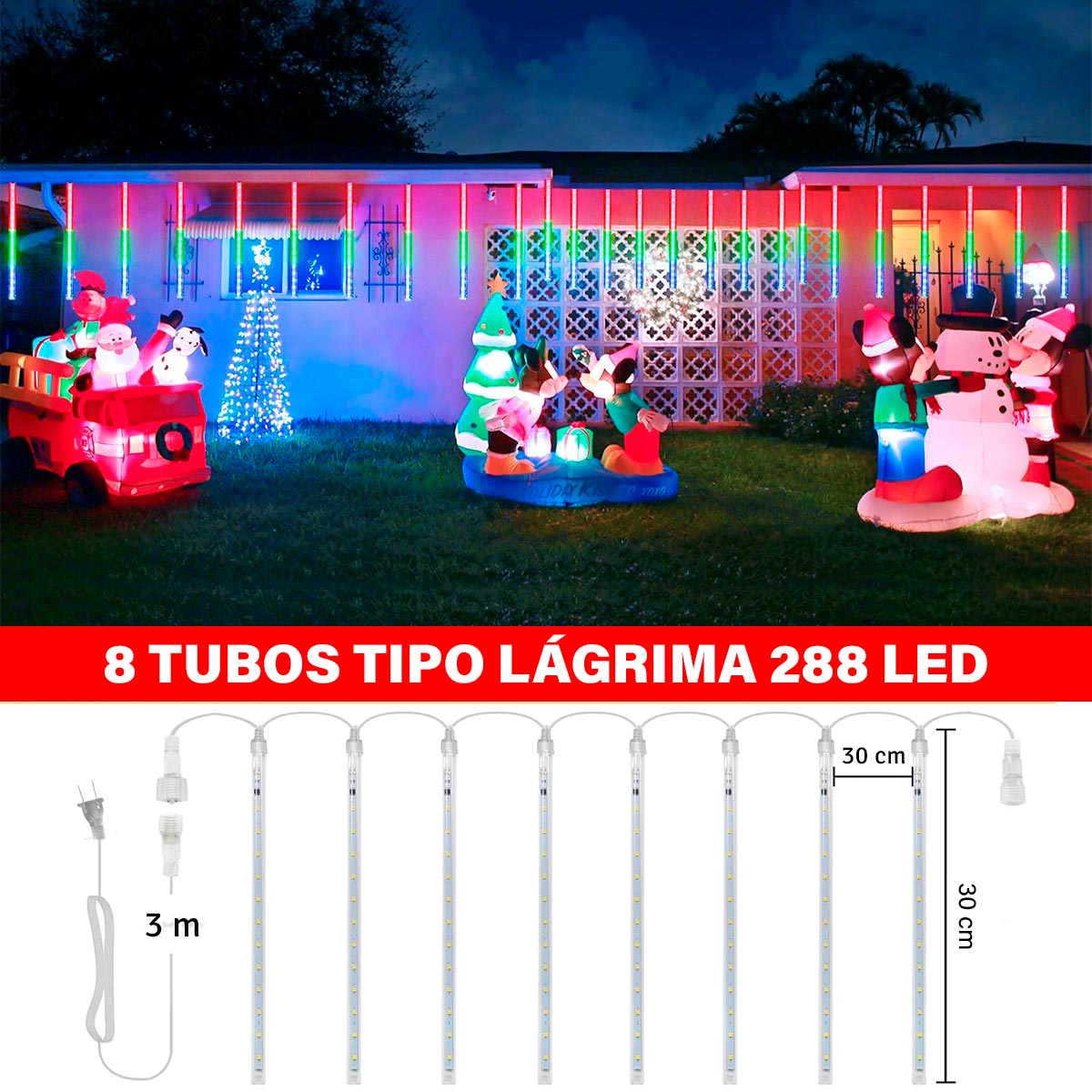 Luces Navideñas de Lluvia de Meteoros
