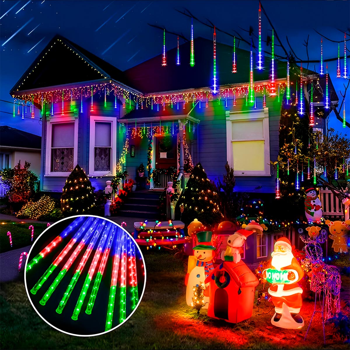 Luces Navideñas de Lluvia de Meteoros